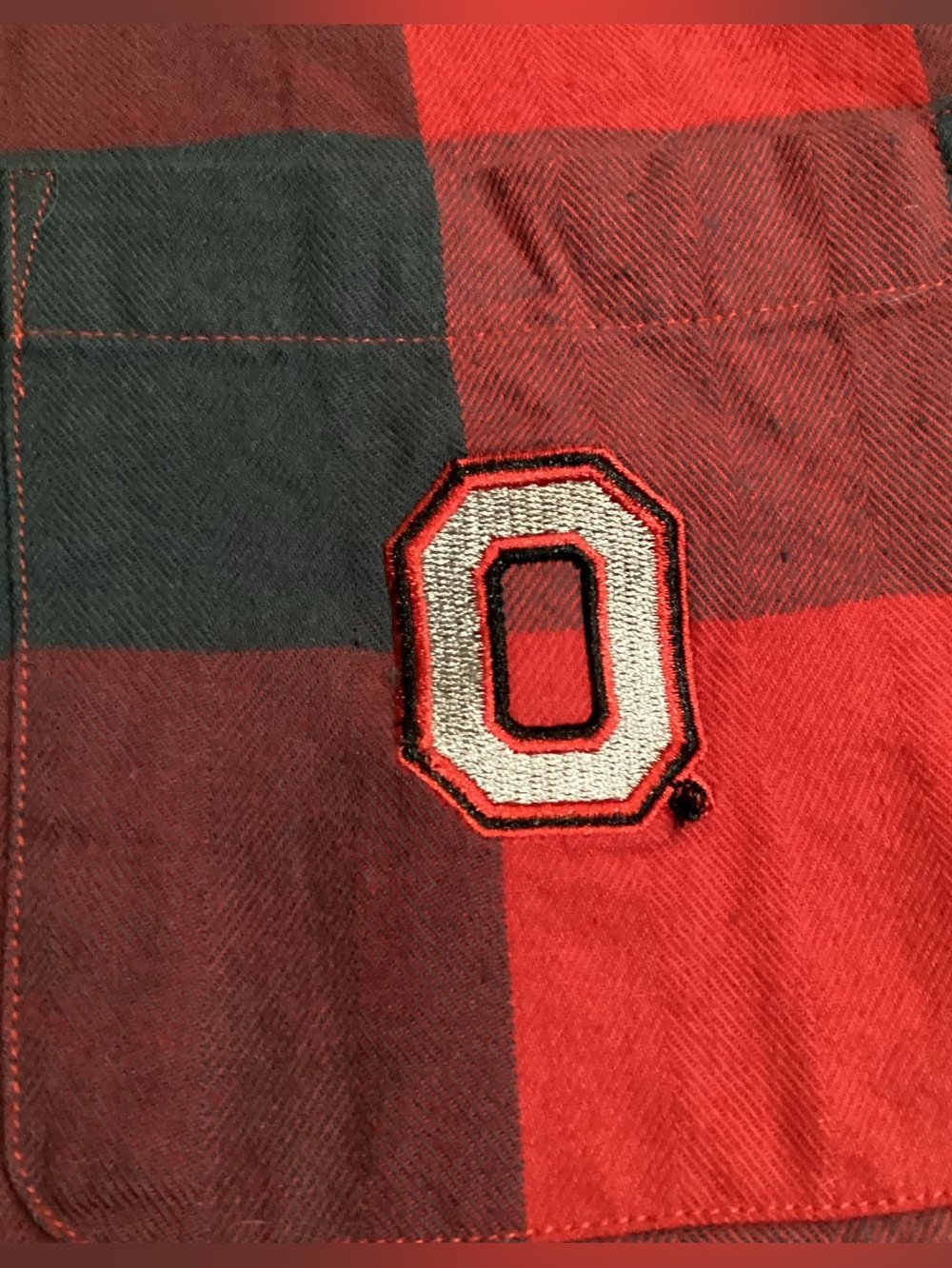 Ohio State Buckeyes Men’s Flannel Shirt Buffalo Check Plaid Red Gray LS Large - Picture 2 of 6